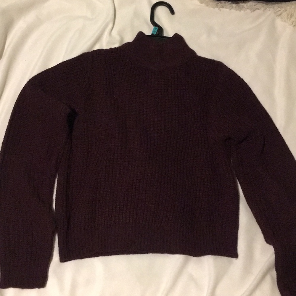 turtleneck cropped marron sweater